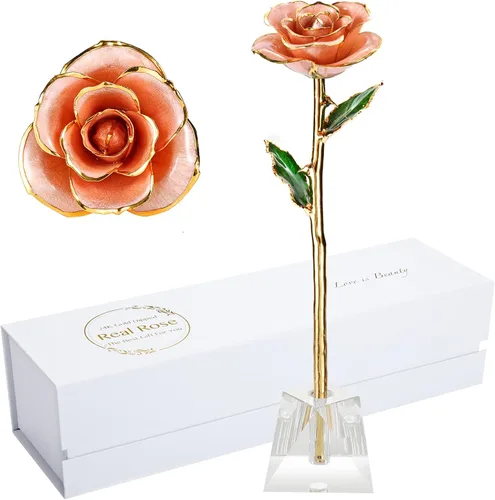 Miniatura 9 de Regalos para mamá, rosa dorada, rosa bañada en oro hecha de rosa real, regalos para ella y los mejores regalos para la madre, rosas doradas