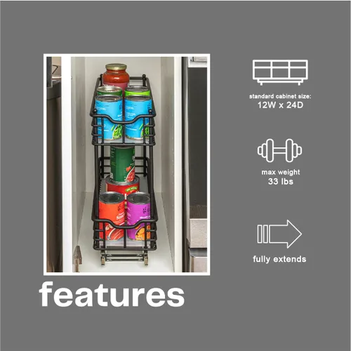 Miniatura 5 de Household Essentials Organizador extraíble de dos niveles de acero negro mate