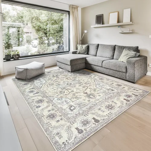 Miniatura 33 de GLN Rugs Traditional Collection - Alfombra de felpilla lavable a máquina, tradicional, antideslizante, alfombra de felpilla de pelo bajo, para sala