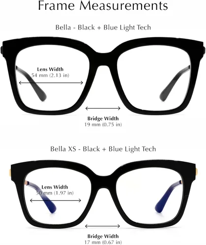 Miniatura 5 de DIFF Gafas Bella XS EXTRA SMALL FRAMES Designer Square Computer Blue Light Block Gafas para mujer con cara pequeña estrecha