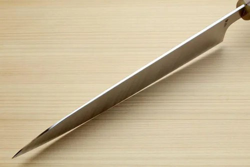 Miniatura 7 de Yoshihiro HAP40 Gyuto - Cuchillo de chef de acero inoxidable de alta velocidad, mango de ébano de triple anillo (8.25 pulgadas)