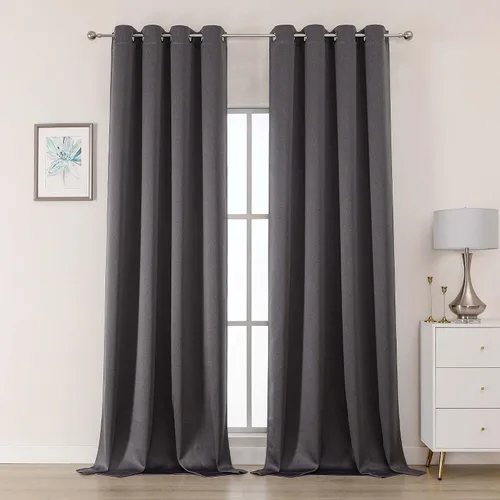 Miniatura 26 de OWENIE Cortinas 100% opacas de 96 pulgadas de largo, 2 paneles para dormitorio, sala de estar, cortinas superiores con aislamiento térmico
