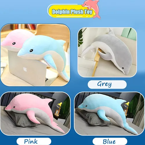 Miniatura 3 de Somao Animales de Peluche Delfín Almohada de Peluche Súper Suave Juguetes de Peluche de Animales Marinos Muñecas para Niños y Niñas Cojín para Azul