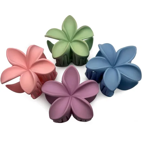 Clips de cabello con flores tipo plumeria para mujeres y niñas, cabello grueso a fino, clips de garra medianos y bonitos, accesorios decorativos