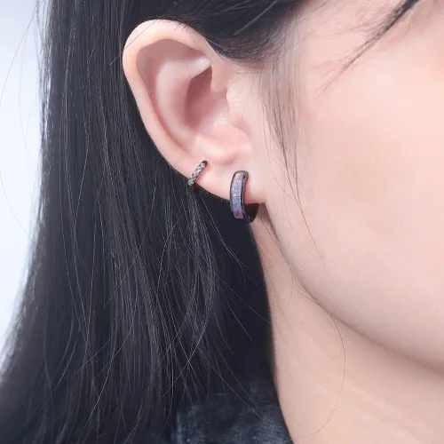 Miniatura 92 de CiNily Aretes Huggie de ópalo con bisagras, chapados en oro, hipoalergénicos, pequeños aretes de aro para mujeres, adolescentes, niñas, hombres