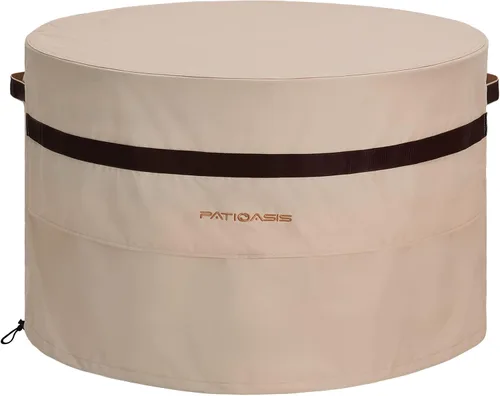 Miniatura 6 de Cubierta Redonda Gris para Hoguera Exterior de 36 Pulgadas de Diámetro Impermeable para Patio Cubierta para Tazón de Fuego de Propano 600D
