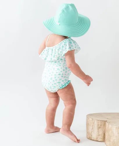 Miniatura 3 de RuffleButts - Sombrero de playa con visera ancha y protección solar UPF 50+ para bebés y niñas
