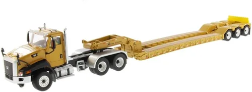 Miniatura 2 de Diecast Masters Tractor de cabina de día Caterpillar CT660 a escala 1:50 y remolque XL120 Lowboy Camiones para gatos y equipos de construcción