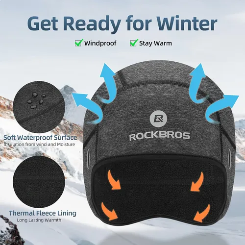 Miniatura 2 de ROCKBROS Gorro de calavera para hombres y mujeres gorro térmico de invierno para correr gorro con agujeros para gafas