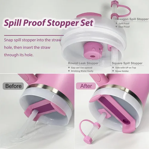 Miniatura 4 de Set de accesorios para taza Mefaster incluye 6 piezas de tapones antiderrames de silicona, 2 piezas de tapas para popote de 9-10 mm, 1 pieza