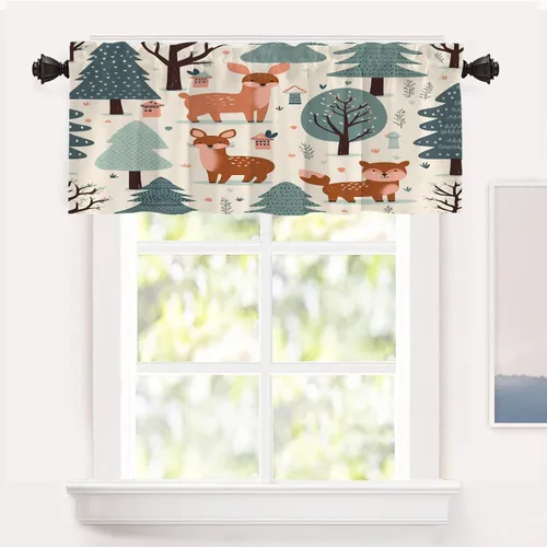 Miniatura 21 de Shrahala Cortinas de hojas de arce otoñales para ventanas de cocina, hojas rojas ardientes, fondo marrón, paneles de cortina de ventana de poliéster