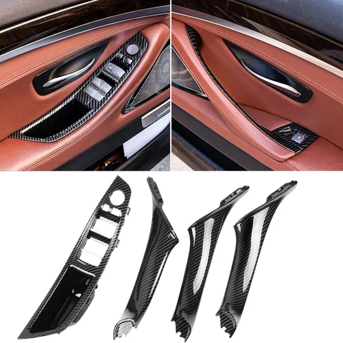 Miniatura 8 de Jaronx Kit de manijas de puerta para BMW Serie 5 F10/F11, reposabrazos del interruptor de ventana del lado del conductor, manija de la puerta