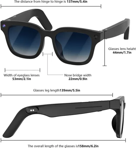Miniatura 7 de Lentes inteligentes AI con GPT de chat, gafas de cámara de 8 MP con cámara y audio, gafas de traducción AI con 164 idiomas, Bluetooth con asistente