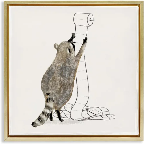 Miniatura 10 de Stupell Industries Papel higiénico de mapache acaparador de animales del bosque, diseño de Victoria Barnes, arte de pared enmarcado negro, 12 x 12