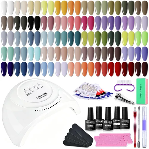Miniatura 16 de JODSONE Juego de 36 esmaltes de uñas de gel, 32 colores, capa base, capa superior brillante mate y purpurina, juego de esmalte de uñas verde, azul