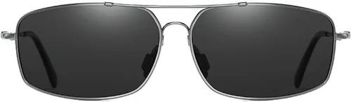 Miniatura 3 de laureles Gafas de sol polarizadas con marco piloto completo para hombre, estilo vintage, conducción de lectura, UV400 Gris