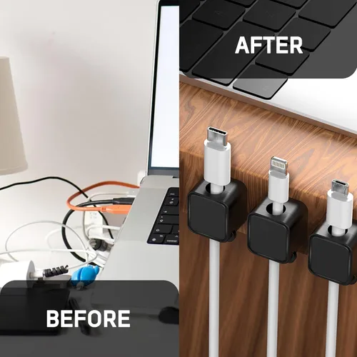 Miniatura 6 de Paquete de 6 organizadores de cables, clip magnético para cables, organizador de cables de escritorio, organizador de cables magnético perfectamente
