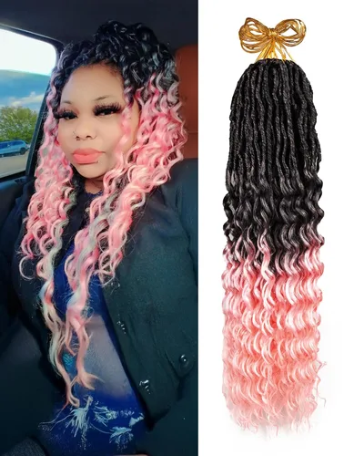 Miniatura 10 de Cabello de Ganchillo Faux Locs de Onda Profunda - 24 Pulgadas 8 Paquetes Pre-Enrollado Negro Natural 112 Hebras Extensiones de Cabello Sintético