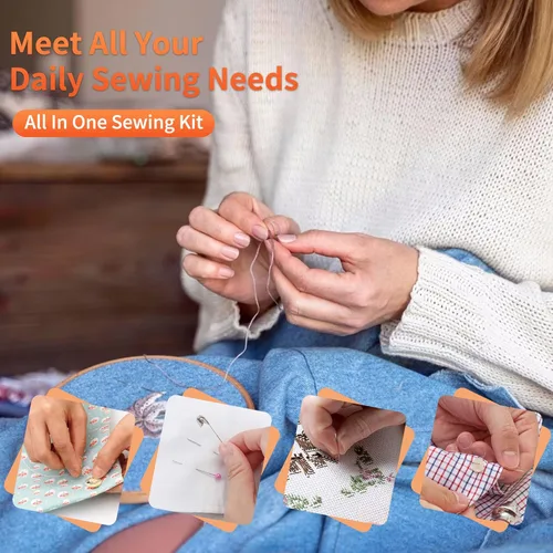 Miniatura 4 de TALERLUV Kit de costura de aguja e hilo para adultos, juego básico de costura a mano para principiantes, viajes, pequeños arreglos y reparaciones