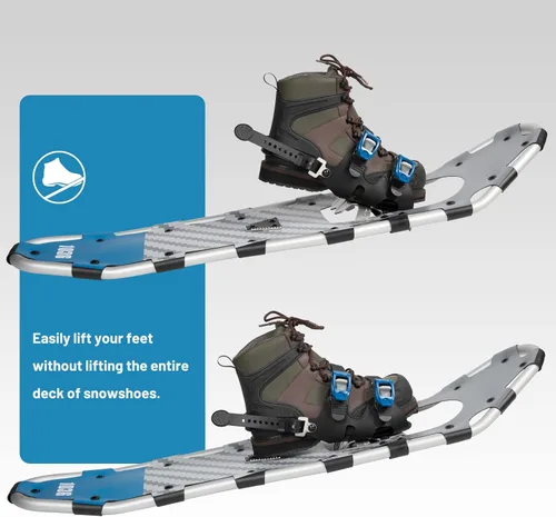 Miniatura 4 de G2 30/36 Inches Light Weight Snowshoes Set with Trekking Poles, Anti-Slip Sole, Fast Ratchet Binding, for Women Men Youth (Blue/Green)