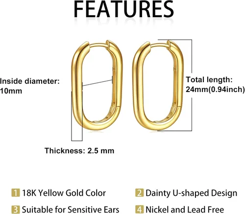 Miniatura 3 de THOKUNA 18K Gold Plated 925 Sterling Silver Huggie Hoop Earrings for Women