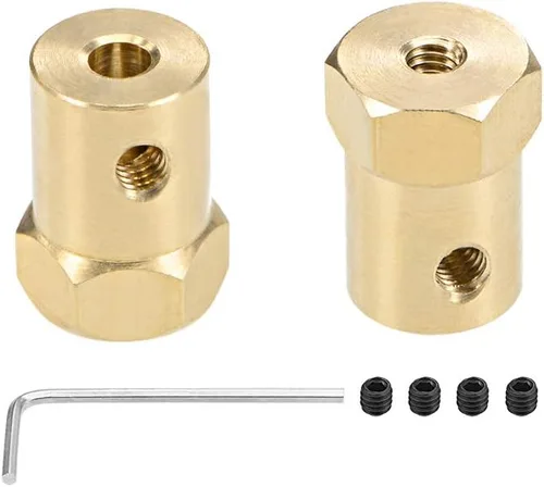 Miniatura 4 de uxcell Acoplador hexagonal de 0.118 in con motor de diámetro hexagonal de latón acoplamiento flexible para ruedas de automóvil, neumáticos, motor