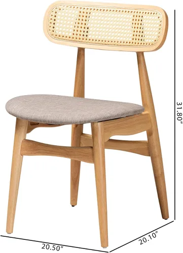 Miniatura 3 de Baxton Studio Tarana - Juego de 2 sillas de comedor, color crema/negro/marrón claro