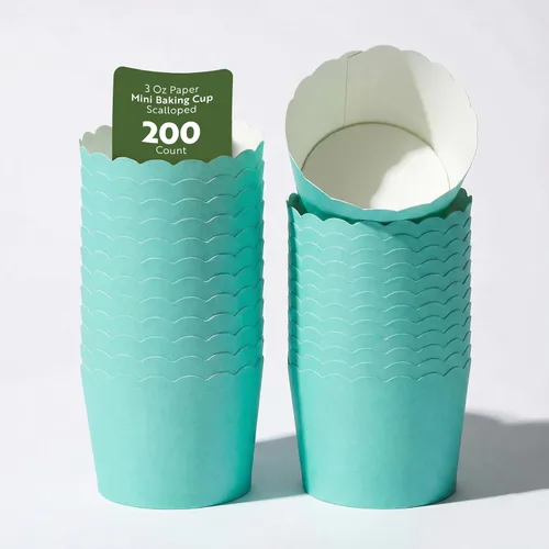 Miniatura 18 de Restaurantware Paquete de 200 moldes de papel para cupcakes de 3.38 onzas, resistentes a la grasa, festoneados para horno, elegantes tazas