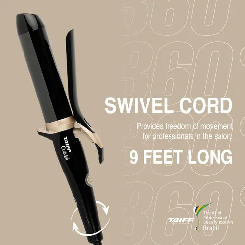 Miniatura 6 de TAIFF Curves - Rizador profesional de titanio negro – Rizador de pelo de alto rendimiento y rizadora para cabello con doble voltaje Temperatura