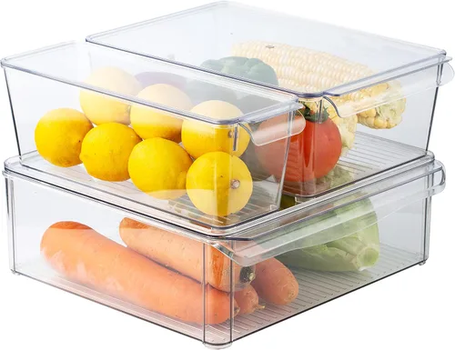 Miniatura 9 de SIMPLEMADE Contenedores organizadores transparentes para refrigerador, contenedores transparentes para nevera, contenedores para refrigerador
