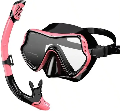Equipo de esnórquel para adultos, juego de máscara de esnórquel de vidrio templado de 180 grados, gafas antivaho con parte superior seca, máscara de