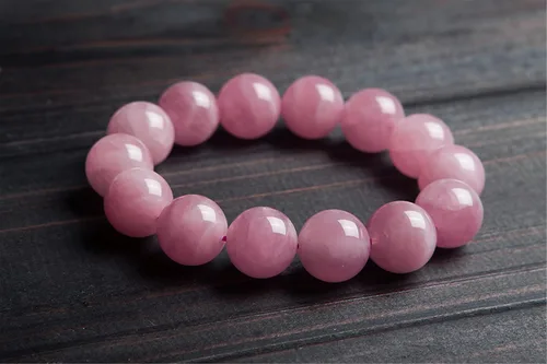 Miniatura 2 de Pulsera de cuentas redondas de cuarzo rosa natural genuino, 0.315 in