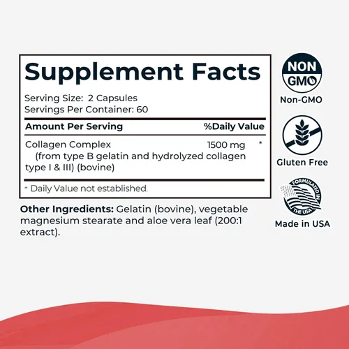 Miniatura 6 de Complejo de colágeno Suplemento premium de 1500 mg de colágeno tipo I y III hidrolizado cápsulas de colágeno múltiple que apoyan un cabello más