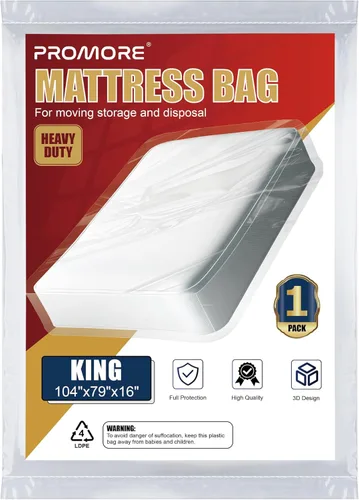 Miniatura 17 de Bolsa de colchón de plástico para mudanza o almacenamiento, tamaño individual/individual XL (1.5 mil), fundas protectoras de colchón impermeables