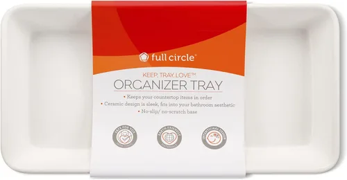 Miniatura 6 de Full Circle Keep, Tray, Love - Bandeja organizadora de cerámica para baño y cocina, color blanco