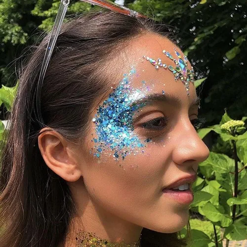 Miniatura 4 de Mysense Gel de purpurina corporal azul real, maquillaje con purpurina para el cabello de la cara para conciertos, accesorios para festivales