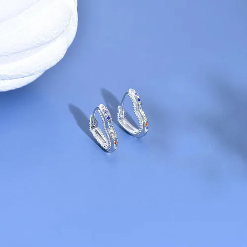 Miniatura 3 de Aretes de aro de plata de ley 925, hipoalergénicos, con forma de corazón, estrella y mariposa, para mujer, aretes colgantes con forma de corazón