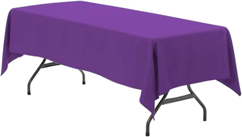 Miniatura 46 de Your Chair Covers - Mantel rectangular de poliéster de 90 x 132 pulgadas, color morado, mantel de boda sin costuras de alta calidad para mesas