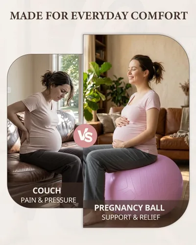 Miniatura 3 de Trideer - Pelota de embarazo y parto de 1.7 mm extragruesa para yoga, maternidad, parto, ejercicio, fisioterapia, recuperación - Incluye guía