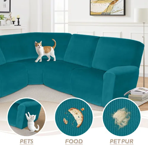 Miniatura 509 de Arfntevss Fundas de sofá seccional reclinable de terciopelo, Funda de sofá seccional de esquina para sofá reclinable, Funda elástica suave