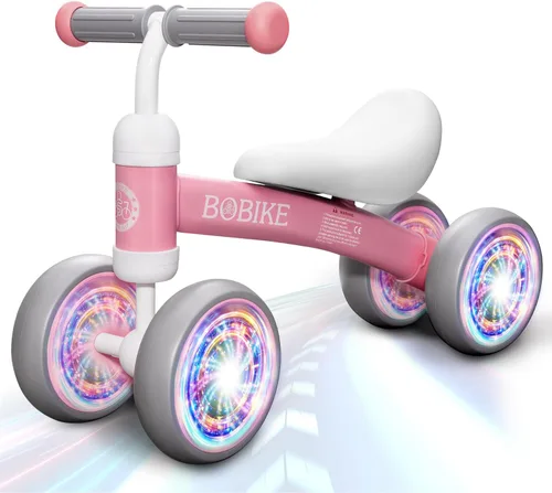 Baby Balance Bike Toys for 12-36 Months Kids Toy Boy and Girls Gifts Toddler Best First Birthday Gift Children Walker No Pedal Infant 4 Wheels Rosa