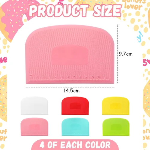Miniatura 2 de Uiifan 24 piezas de raspador de banco de plástico con báscula flexible para pasteles, cortador de tartas, espátula de masa de pizza, herramienta