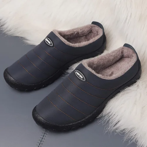 Miniatura 2 de UBFEN - Pantuflas cálidas de invierno para hombre y mujer con forro de felpa mullida, zapatos de casa con suela de caucho antideslizante