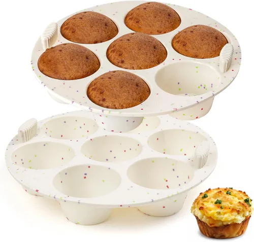 Miniatura 8 de CAKETIME Molde de silicona para magdalenas, molde para magdalenas de tamaño regular para hornear 12 cavidades, molde antiadherente de silicona