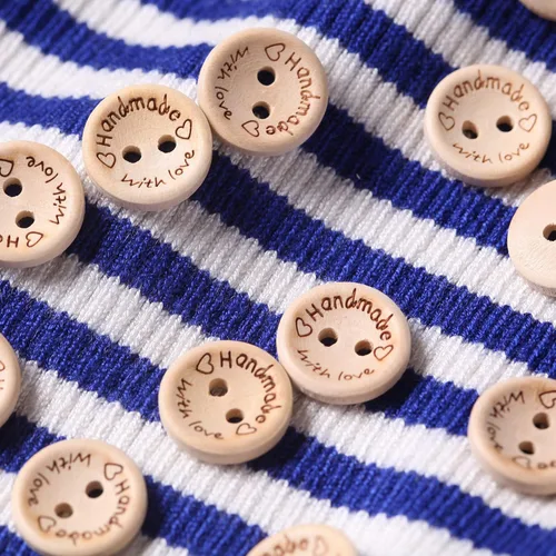Miniatura 6 de 100 botones de madera hechos a mano de 3/4 pulgadas para manualidades y costura, forma redonda, 2 agujeros, 0.787 in