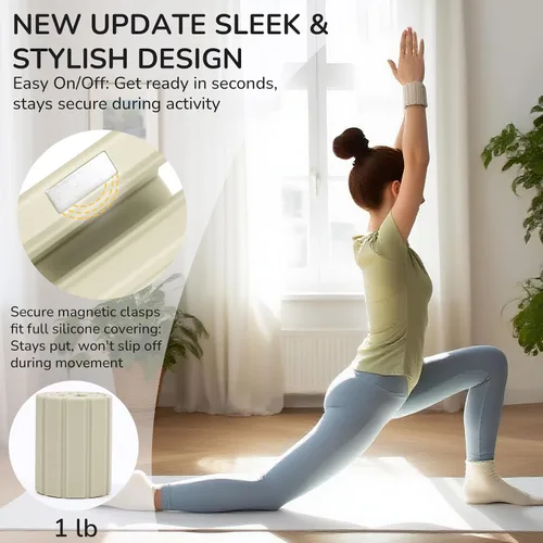 Miniatura 2 de Pesas de tobillo y muñeca para mujeres y hombres, diseño magnético ultrafino ajustable, silicona agradable a la piel con bloques de acero para yoga