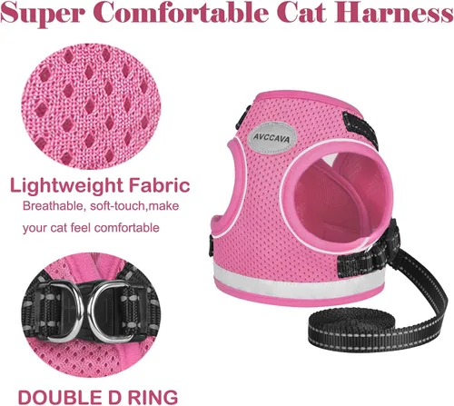 Miniatura 4 de Arnés para gatos y correa para caminar, arneses a prueba de escapes para gatitos, arnés ajustable reflectante para cachorros con correas, chaleco