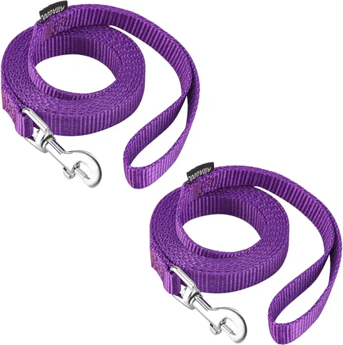 Miniatura 72 de AMAGOOD 6 pies de correas para cachorros/perros, correa de estilo tradicional resistente con gancho de cuello fácil de usar, correa para perros Negro