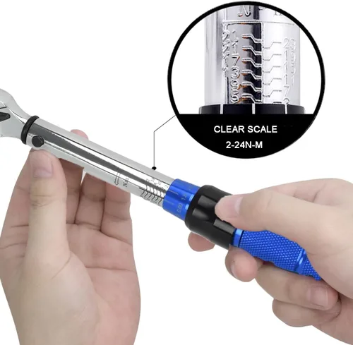 Miniatura 5 de Juego de llaves dinamométricas para bicicleta, llave dinamométrica de 1/4 de pulgada de 2 a 24 Nm, kit de herramientas para bicicleta