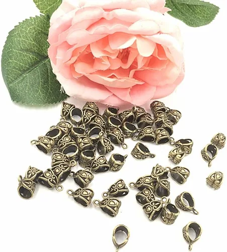 Miniatura 7 de 100 piezas de aleación de cuentas de conector para bricolaje, collar, pulsera, joyería colgante adaptador (plata antigua) por Alimitopia, Zinc